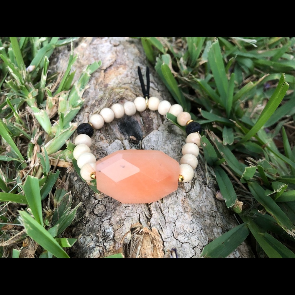 Gemstone wood diffuser aromatherapy bracelet lava - Picture 6 of 8
